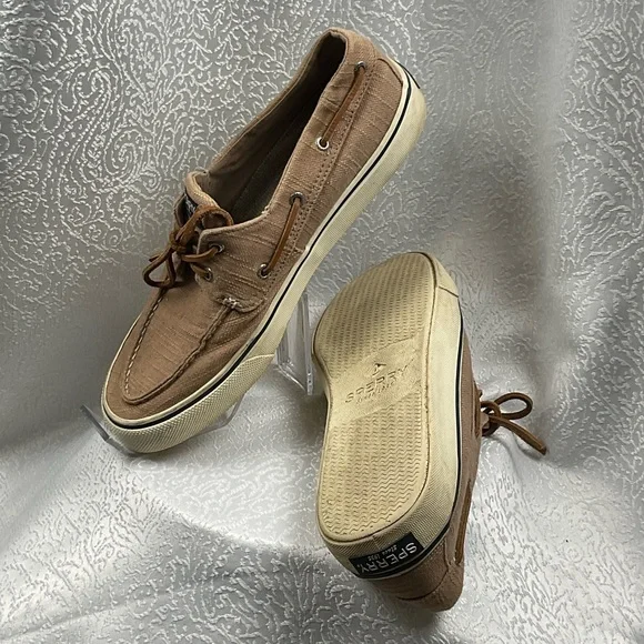 Sperry Men's Brown Canvas Boat Shoes - Picture 2 of 7